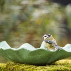 Verdigris Leaf Bird Bath