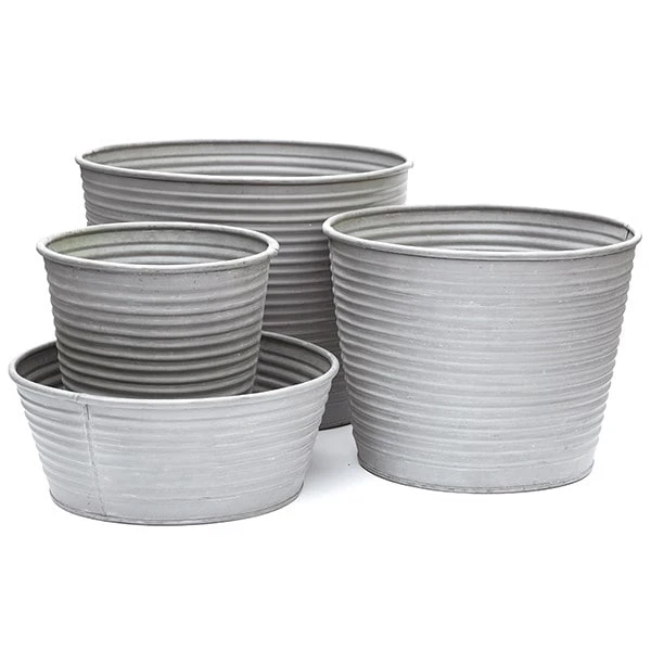 Ribbed Zinc Planter 7 Ribbed Zinc Planter - Image 5
