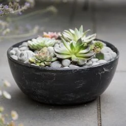 Rough Cast Aluminium Bowl - Charcoal Black 18 Rough Cast Aluminium Bowl - Charcoal Black -KANG Plants Shop pr2000028887 card7 lg