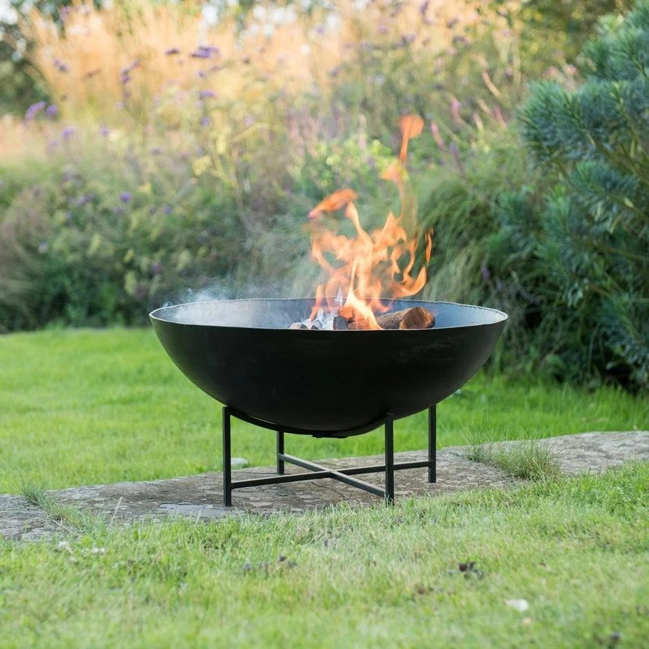 Iron Fire Pit Bowl With Cross Base 3 Iron Fire Pit Bowl With Cross Base