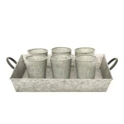 Galvanised Rectangular Tray With Blackened Handles -KANG Plants Shop pr2000031499 card3 lg