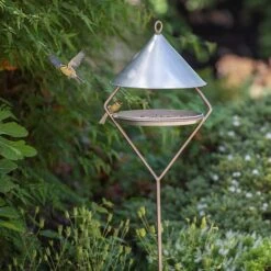 Bird Feeding Hut On Stake - Brushed Aluminium 9 Bird Feeding Hut On Stake - Brushed Aluminium -KANG Plants Shop pr2000034007 card3 lg