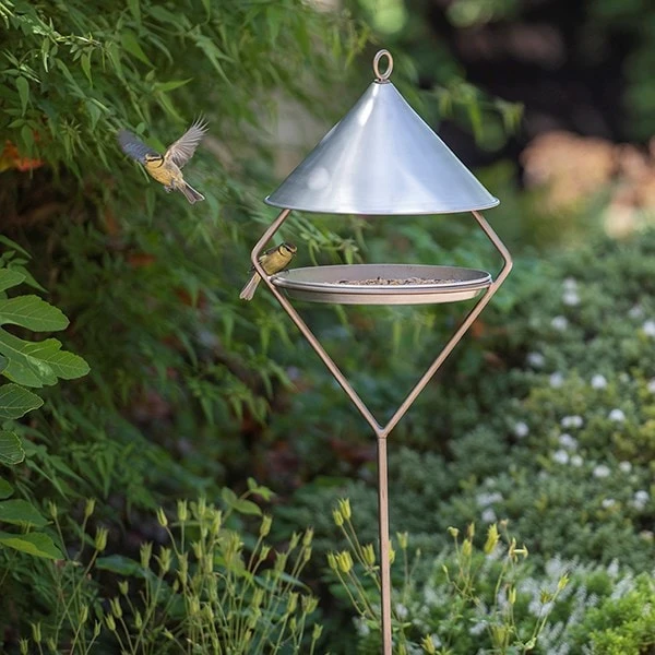 Bird Feeding Hut On Stake - Brushed Aluminium 5 Bird Feeding Hut On Stake - Brushed Aluminium - Image 3