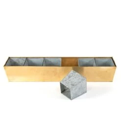 Brass Windowsill Tray With 6 Grow Pods -KANG Plants Shop pr2000037506 card4 lg