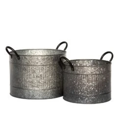 Round Troughs With Blackened Handles - Set Of 2 -KANG Plants Shop pr2000037523 card3 lg