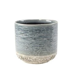 Textured Two-tone Plant Pot - Denim Blue 5 Textured Two-tone Plant Pot - Denim Blue -KANG Plants Shop pr2000038175 card2 lg