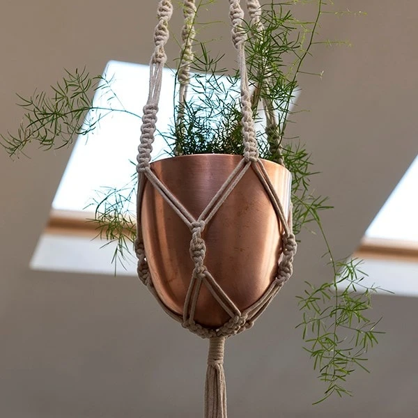 Macrame Hanger With Brushed Copper Pot 6 Macrame Hanger With Brushed Copper Pot - Image 4