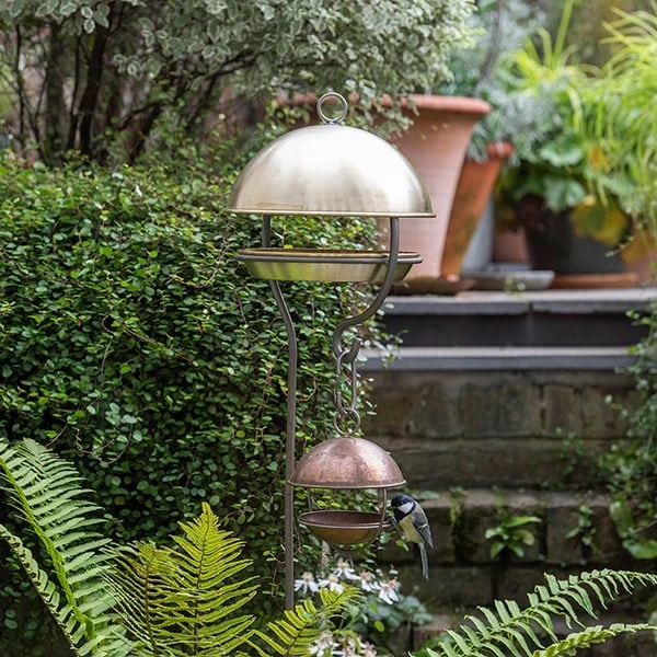 Brushed Brass Stake Bird Feeding Dome 4 Brushed Brass Stake Bird Feeding Dome - Image 2