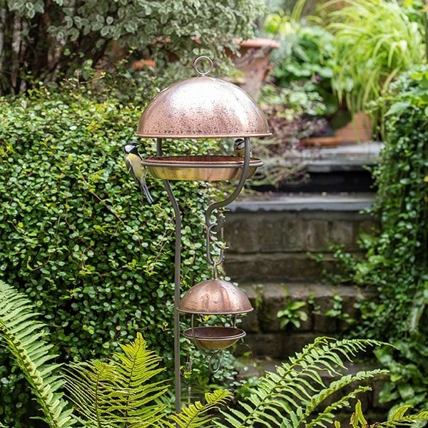 Brushed Copper Stake Bird Feeding Dome 4 Brushed Copper Stake Bird Feeding Dome - Image 2