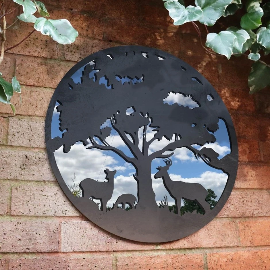 Black Metal Round Garden Mirror 3 Black Metal Round Garden Mirror