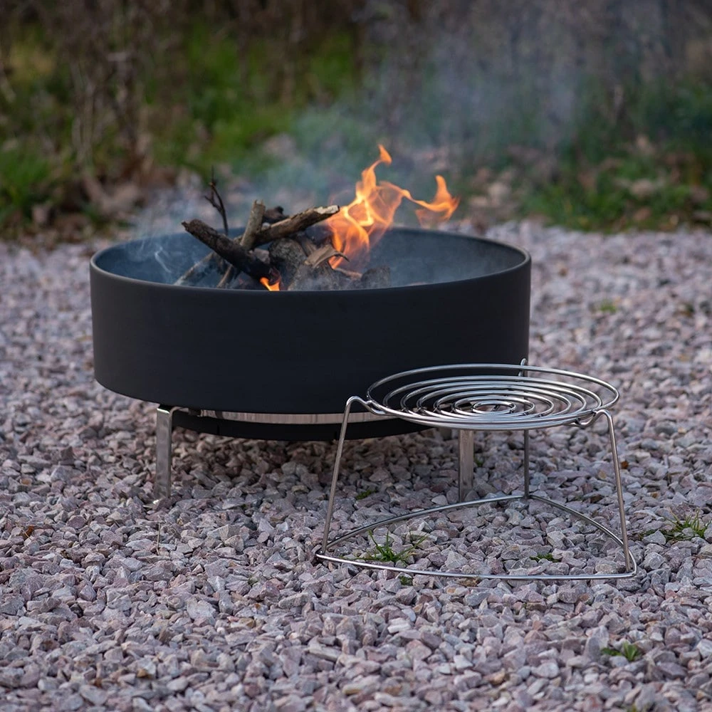 Fire Pit With Free Standing Cooking Grill - Stainless Steel Base 4 Fire Pit With Free Standing Cooking Grill - Stainless Steel Base - Image 2