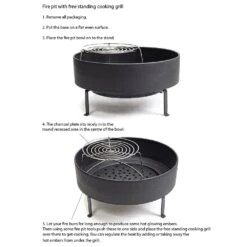 Fire Pit With Free Standing Cooking Grill - Stainless Steel Base 15 Fire Pit With Free Standing Cooking Grill - Stainless Steel Base -KANG Plants Shop pr2000041712 card6 lg