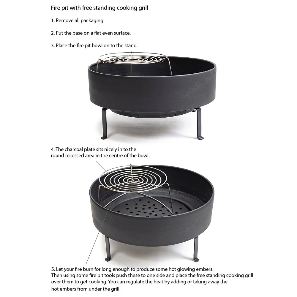 Fire Pit With Free Standing Cooking Grill - Stainless Steel Base 8 Fire Pit With Free Standing Cooking Grill - Stainless Steel Base - Image 6