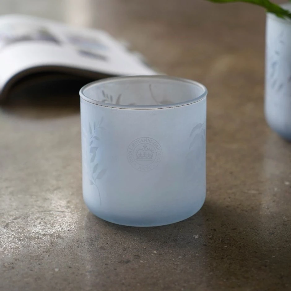 Frosted Glass Plant Pot - Light Blue 3 Frosted Glass Plant Pot - Light Blue