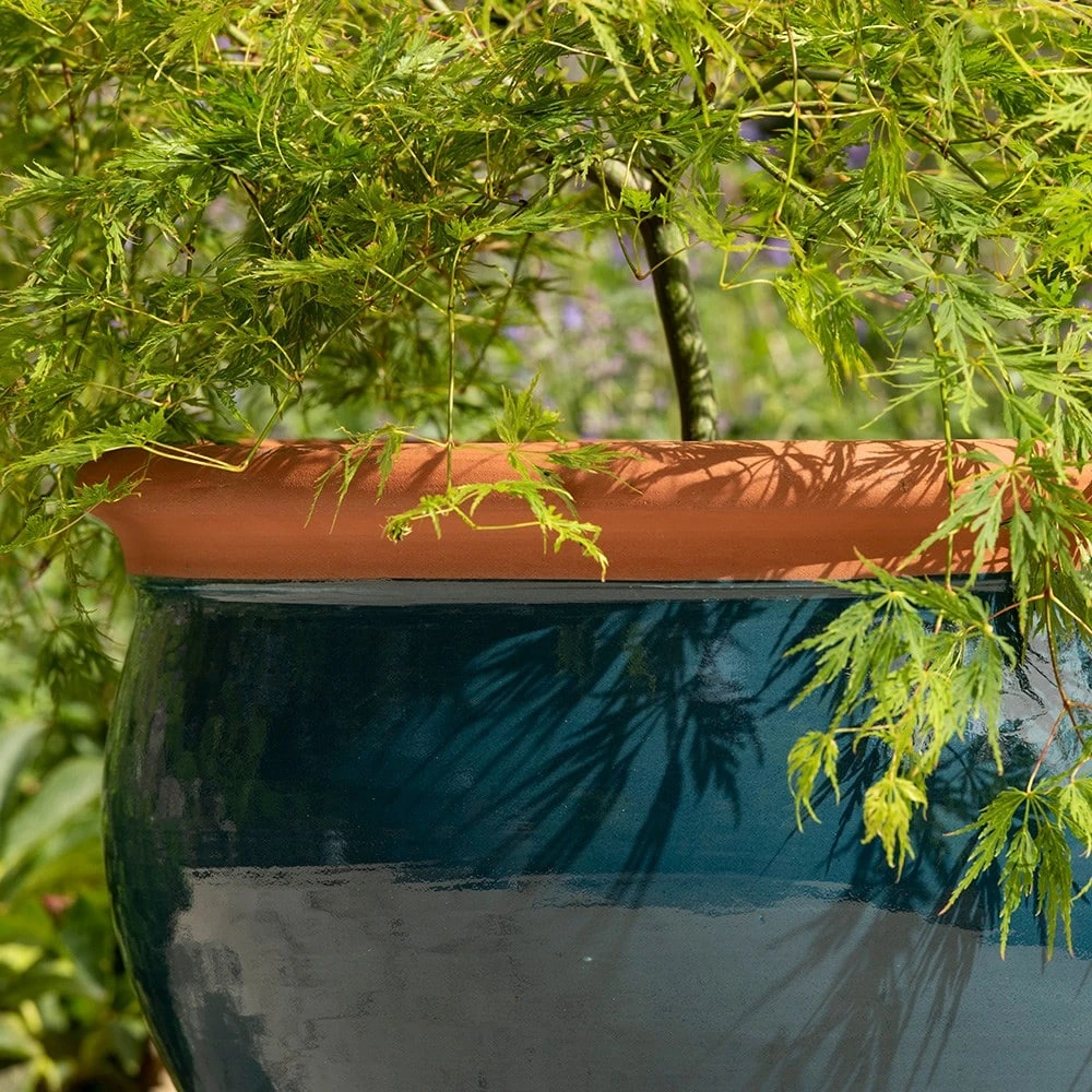 Dark Teal Bellied Planter 5 Dark Teal Bellied Planter - Image 3