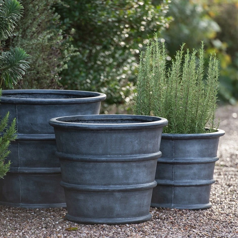 Greystoke Ribbed Planter - Aged Zinc 3 Greystoke Ribbed Planter - Aged Zinc