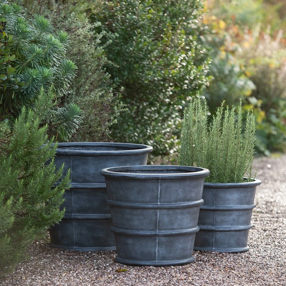Greystoke Ribbed Planter - Aged Zinc 4 Greystoke Ribbed Planter - Aged Zinc - Image 2