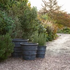 Greystoke Ribbed Planter - Aged Zinc 16 Greystoke Ribbed Planter - Aged Zinc -KANG Plants Shop pr2000046295 card5 lg