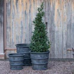 Greystoke Ribbed Planter - Aged Zinc 17 Greystoke Ribbed Planter - Aged Zinc -KANG Plants Shop pr2000046295 card6 lg