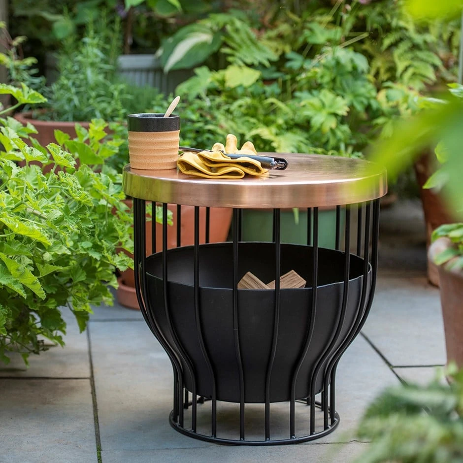 Fire Basket/table With Copper Top 3 Fire Basket/table With Copper Top
