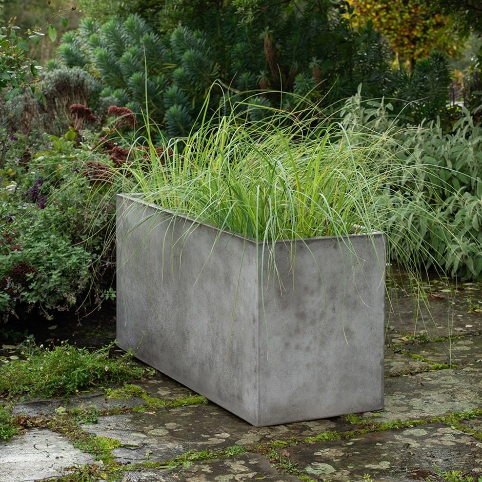 Rectangular Terrace Planter - Weathered Cement 3 Rectangular Terrace Planter - Weathered Cement